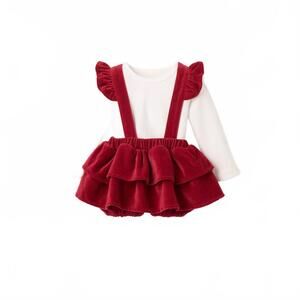NEW ELEGANT BABY girls' holiday jumper skirt in red
